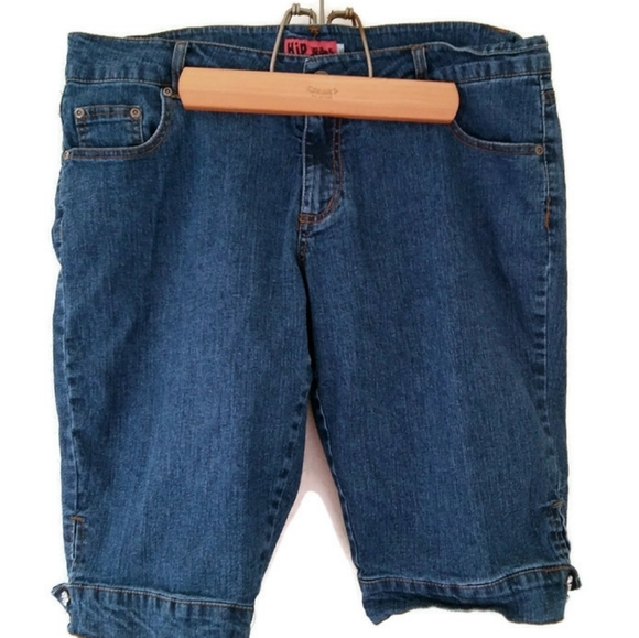 Denim Bermuda Shorts Rhinestone cuffs! - Picture 3 of 3